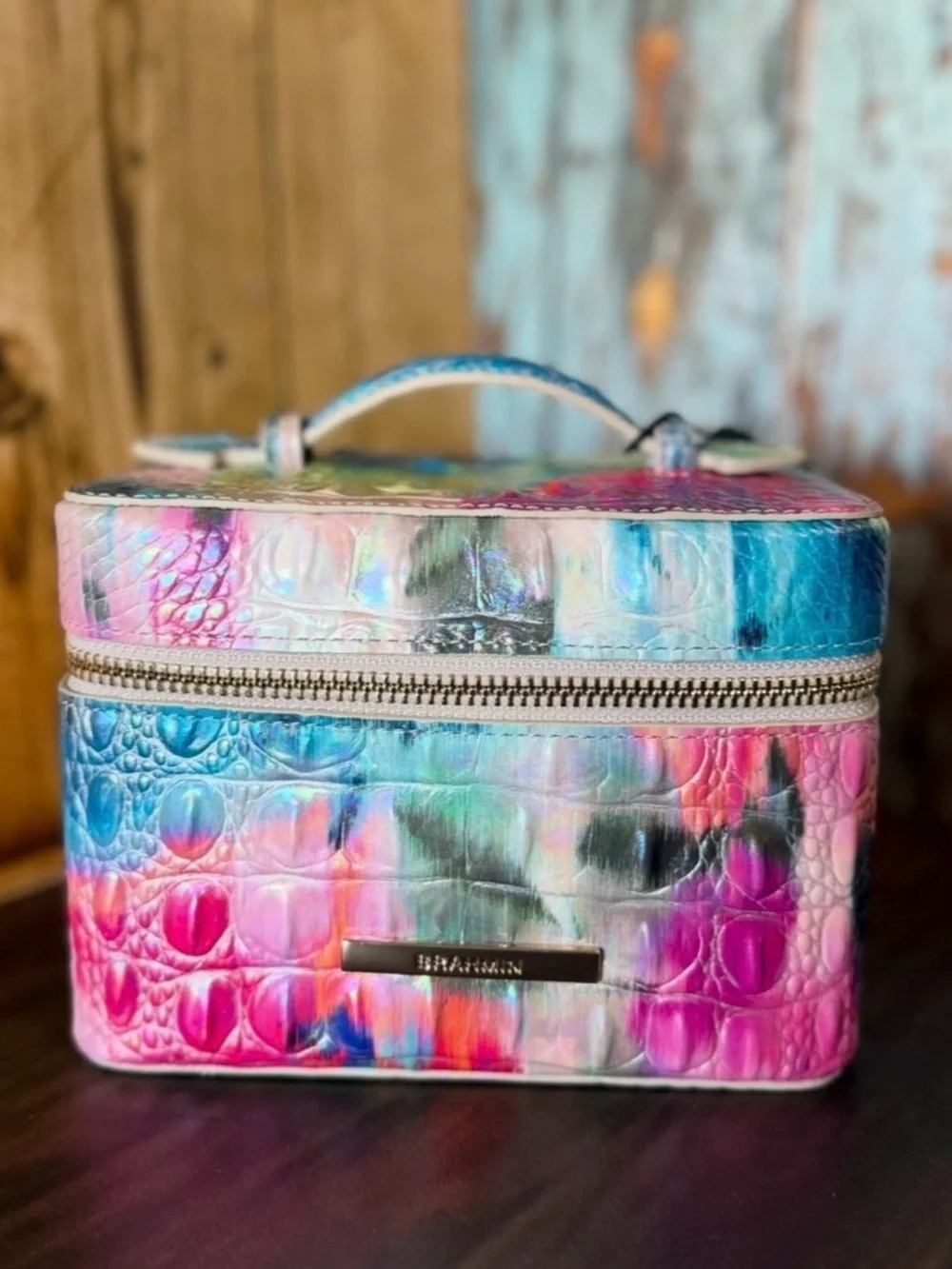 BRAHMIN SMALL CHARMAINE MELBOURNE Makeup Bag Leather IMPRESSION NWT FIRM $